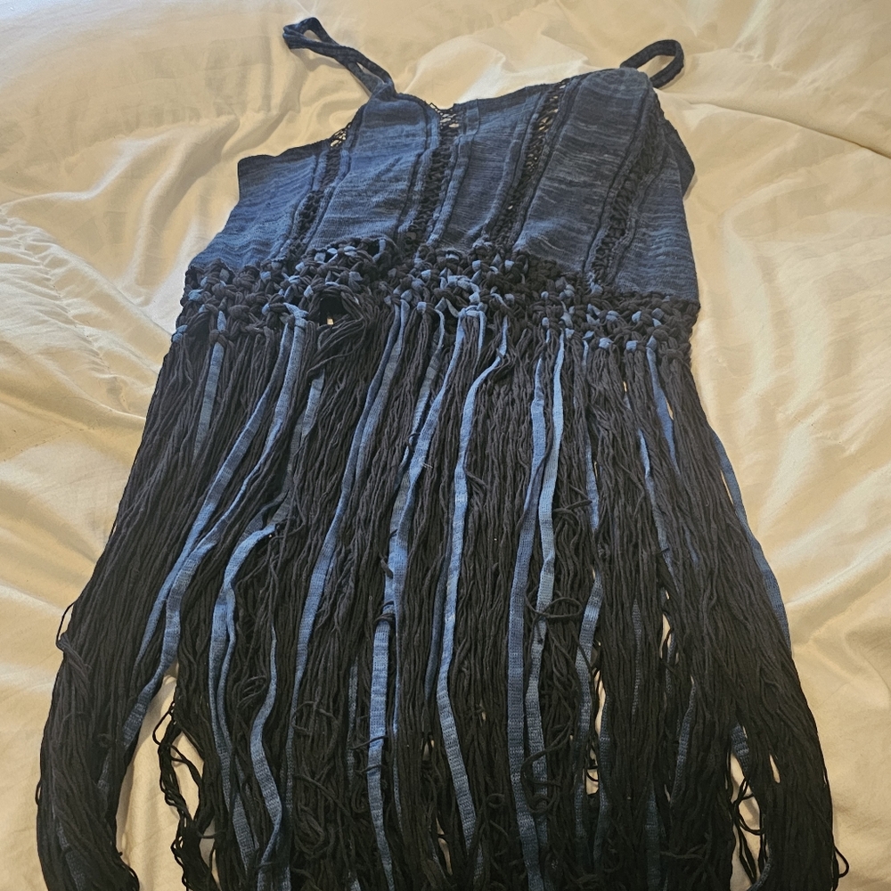 FP Movement by Free People Fringe Sleeveless Leggings Cover in Black & Blue New